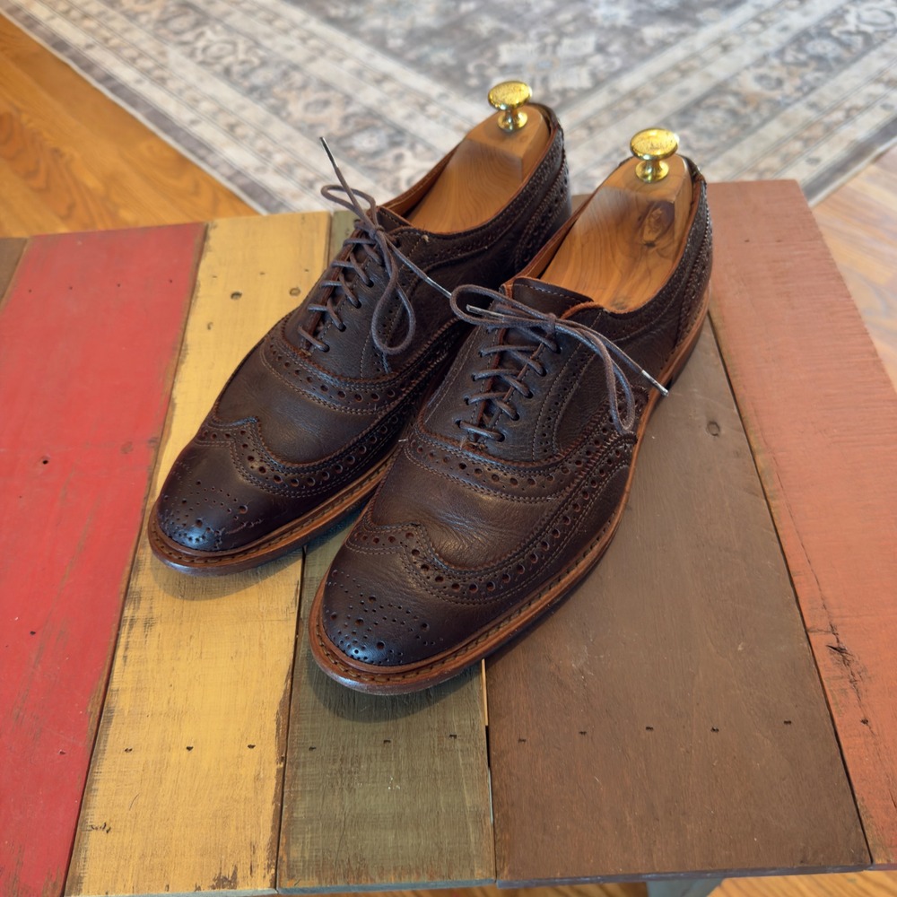 Allen Edmonds Neumok 2.0 Mens 9.5 D Dark Brown Leather Wingtip Oxford Shoes